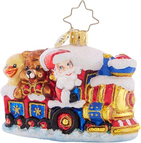 Christopher Radko Adorno decorativo de cristal europeo hecho a mano para árbol de Navidad, gema Choo Choo Express