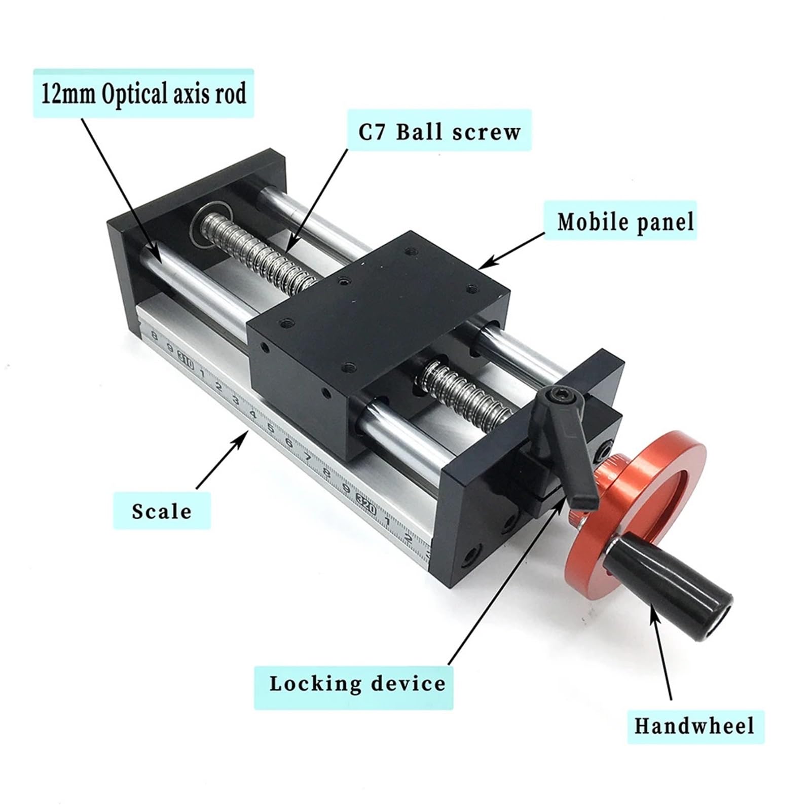 Dual Optical Axis Manual Sliding Table Rail Guide SFU1605 Ball Screw 50-500MM Stroke Manual Workbench Linear Guide Optical Axis Stage Manual Sliding Table(350MM Stroke)
