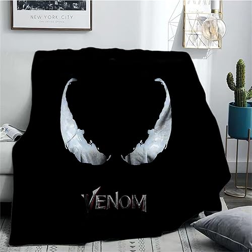 BY-CAN Venom - Manta de franela de forro polar, ligera y cálida, acogedora manta reversible para sofá