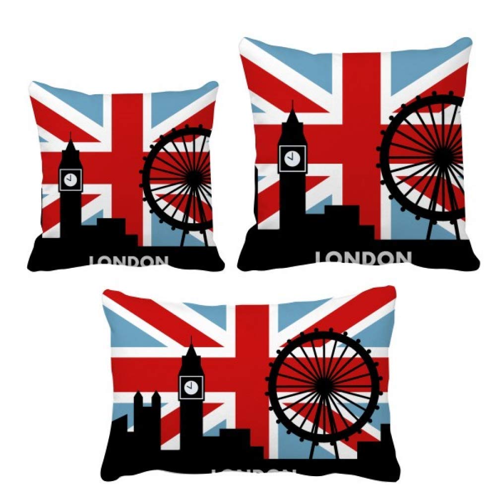 Housse de coussin drapeau britannique aux finitions soignées motif Londres