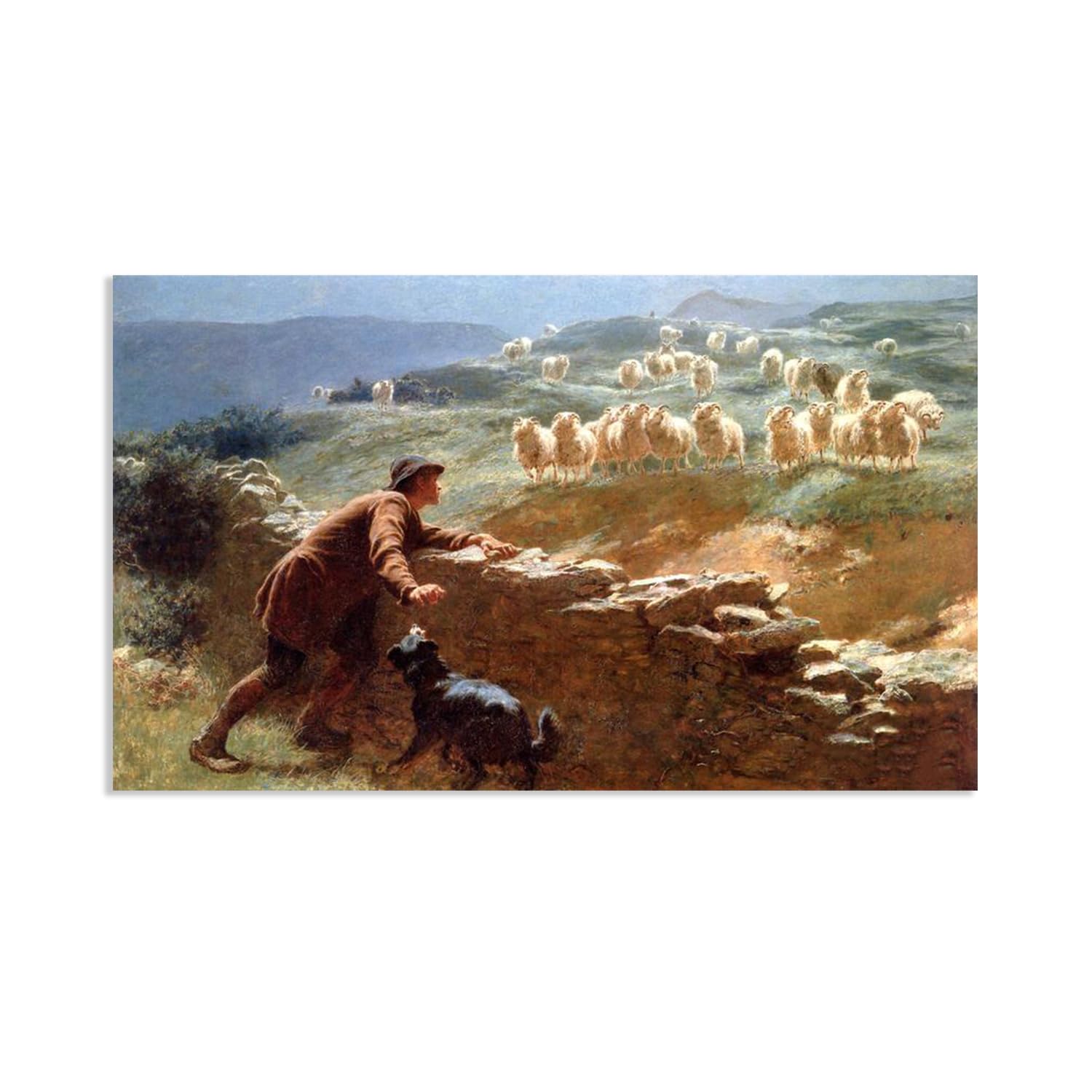 Hau3sh3a Framed Briton Riviere Wall Art Famous Painting Reproductions The Sheepstealer Poster Picture Lounge Study Man Cave Wall Decor For Living Room Bedroom Home Decor 70X110cm(28X43in) Poster