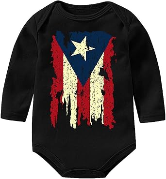 Vintage Distressed Puerto Rico Flag Newborn Baby s Jumpsuit Long Sleeve Bodysuit