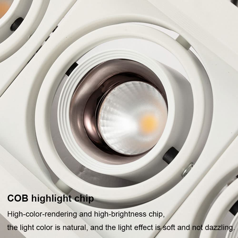 Lot de 12 Lampes suspendues Modernes de 22,4 cm, carrées, à cardan, Finition Blanche/Noire, luminaires encastrés à LED, IRC 90+, 7 W, Double Spot 4 000 K