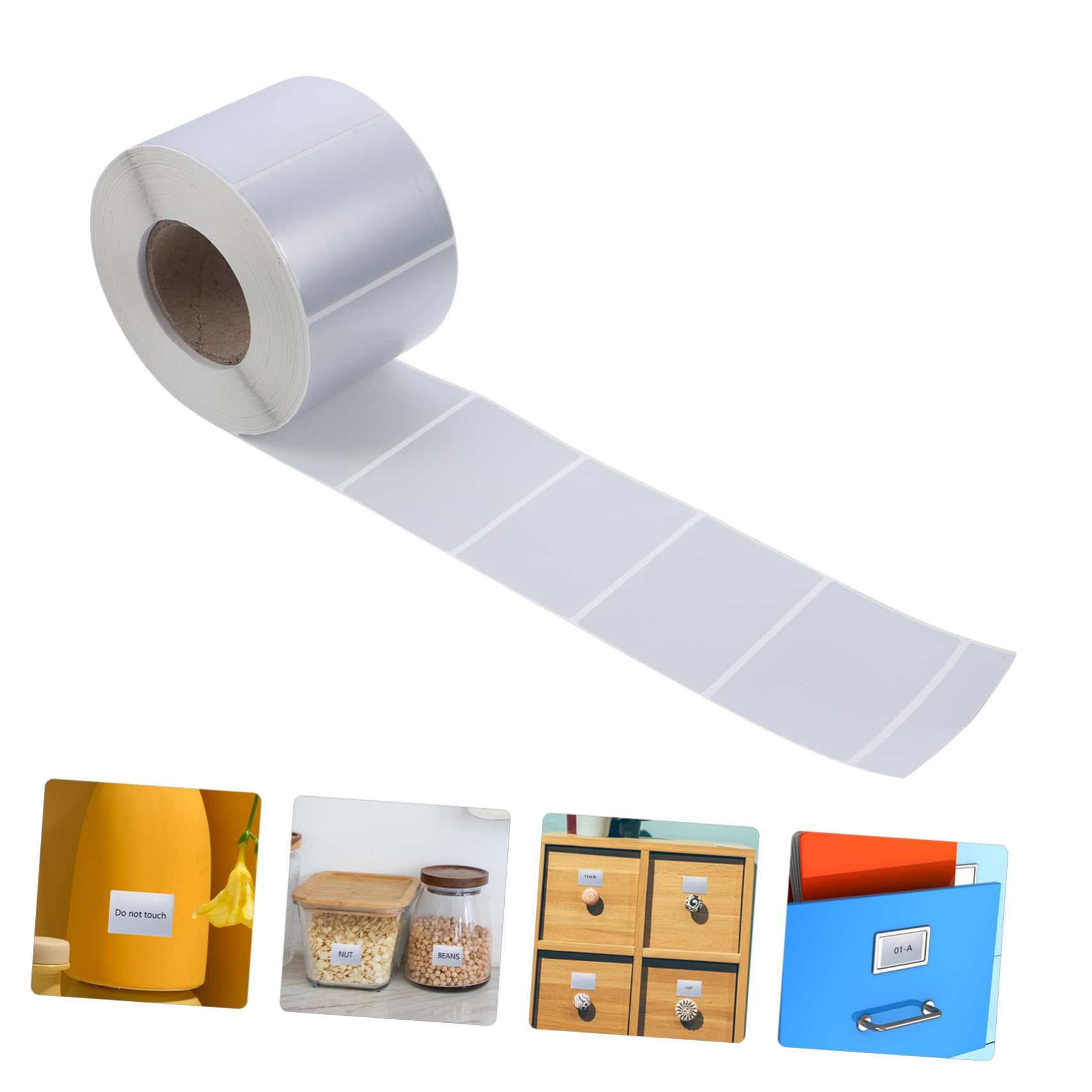 Etichette Adesive Stampabili Argento Pet 1 Rotolo da 1500 Pezzi | Resistenti All’acqua, Superficie No Smudge, Formato Rettangolare Angoli Arrotondati