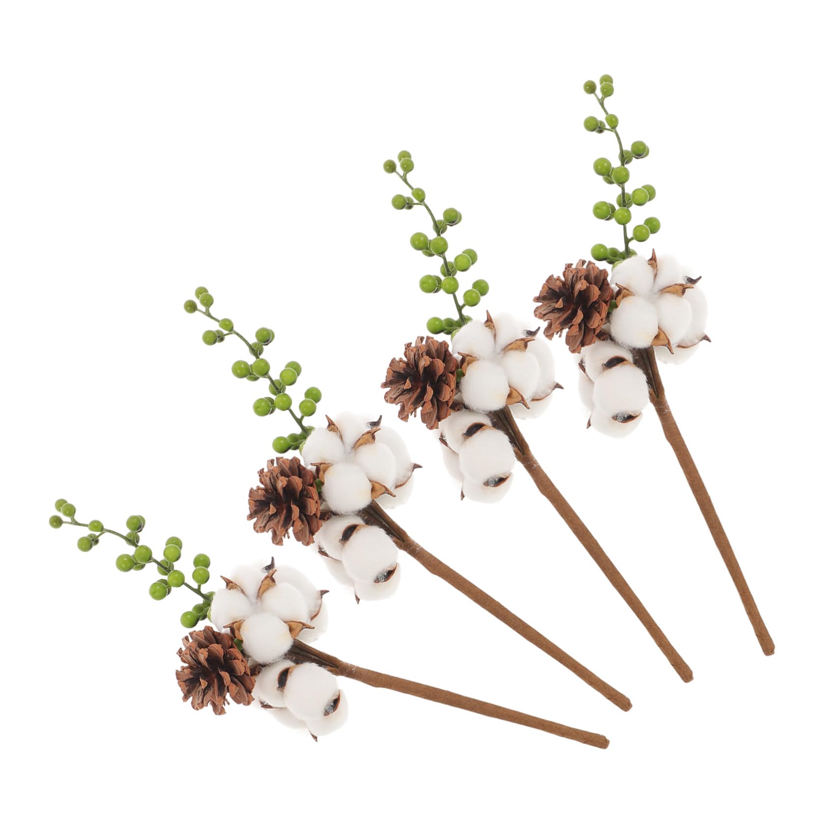 IMIKEYA 4 Pcs Tiges de Coton Séché Fleurs Décoratives Naturelles pour Décoration D'intérieur Automnale et Mariage