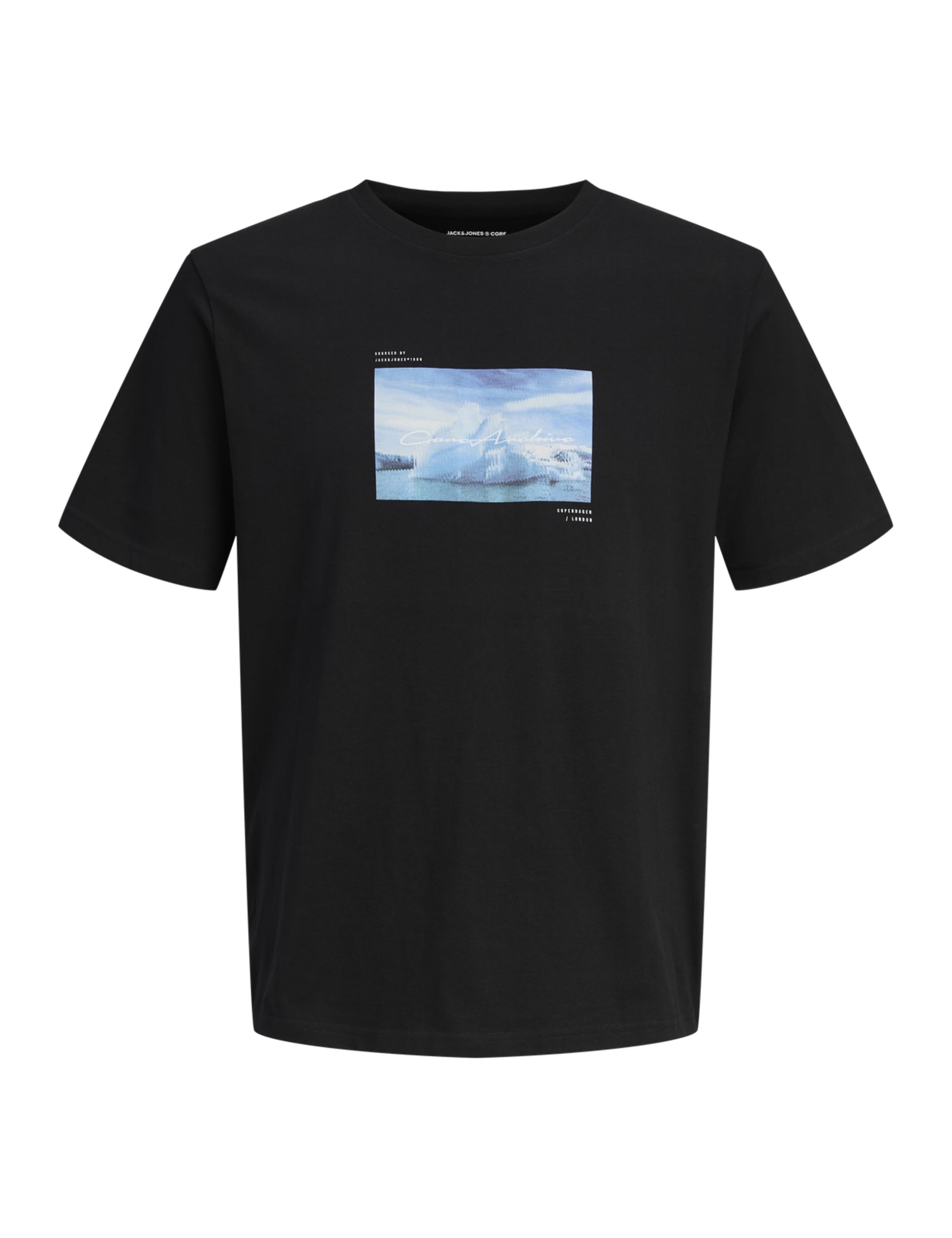 JACK & JONES Jcopoint Photoprint Tee SS Crew Neck FST, Black, M