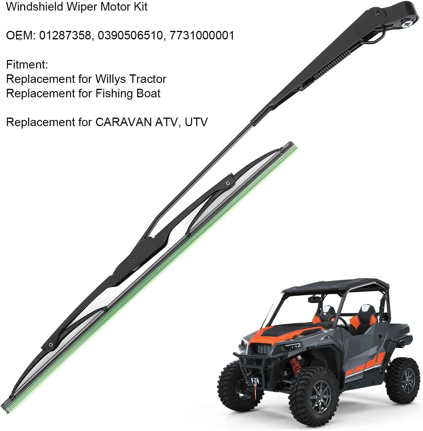 Motore universale per tergicristallo da 12 V, con braccio e lama, ricambio per trattore, barca da pescatore, accessorio auto, parte # 01287358 773100001 0390506510
