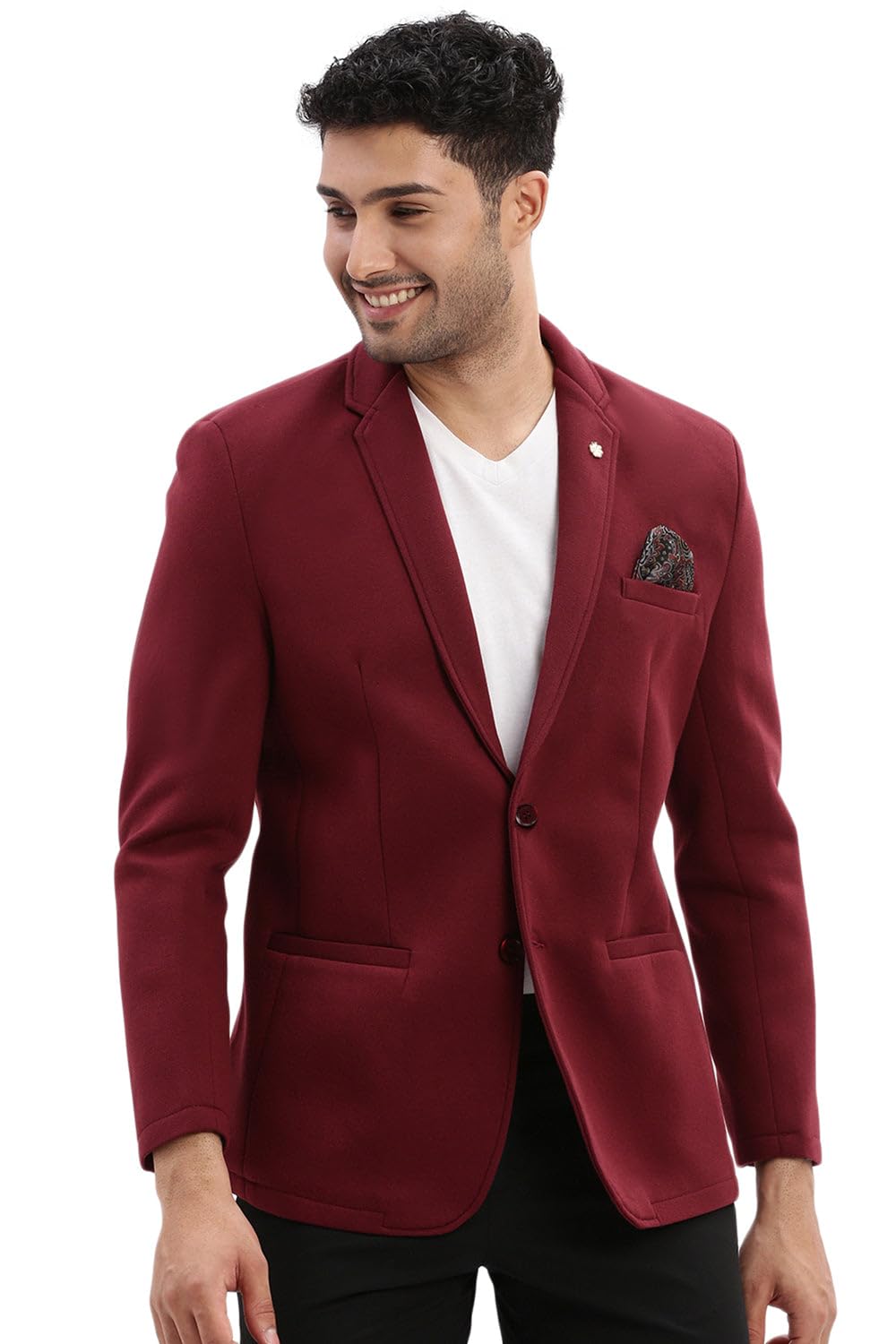 showoffff Men's Burgundy Single-Breasted Slim Fit Blazer with Notched Lapel-BI-Metty_Burgundy-picture-31