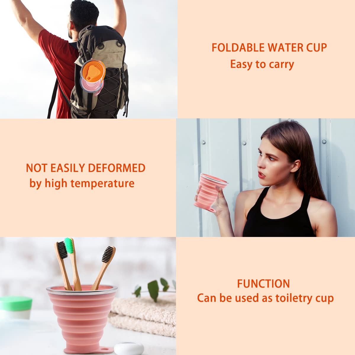 Tazze Di Silicone Pieghevoli Da Viaggio - 2 Pezzi Con Coperchio, Per Escursionismo - Foto 10