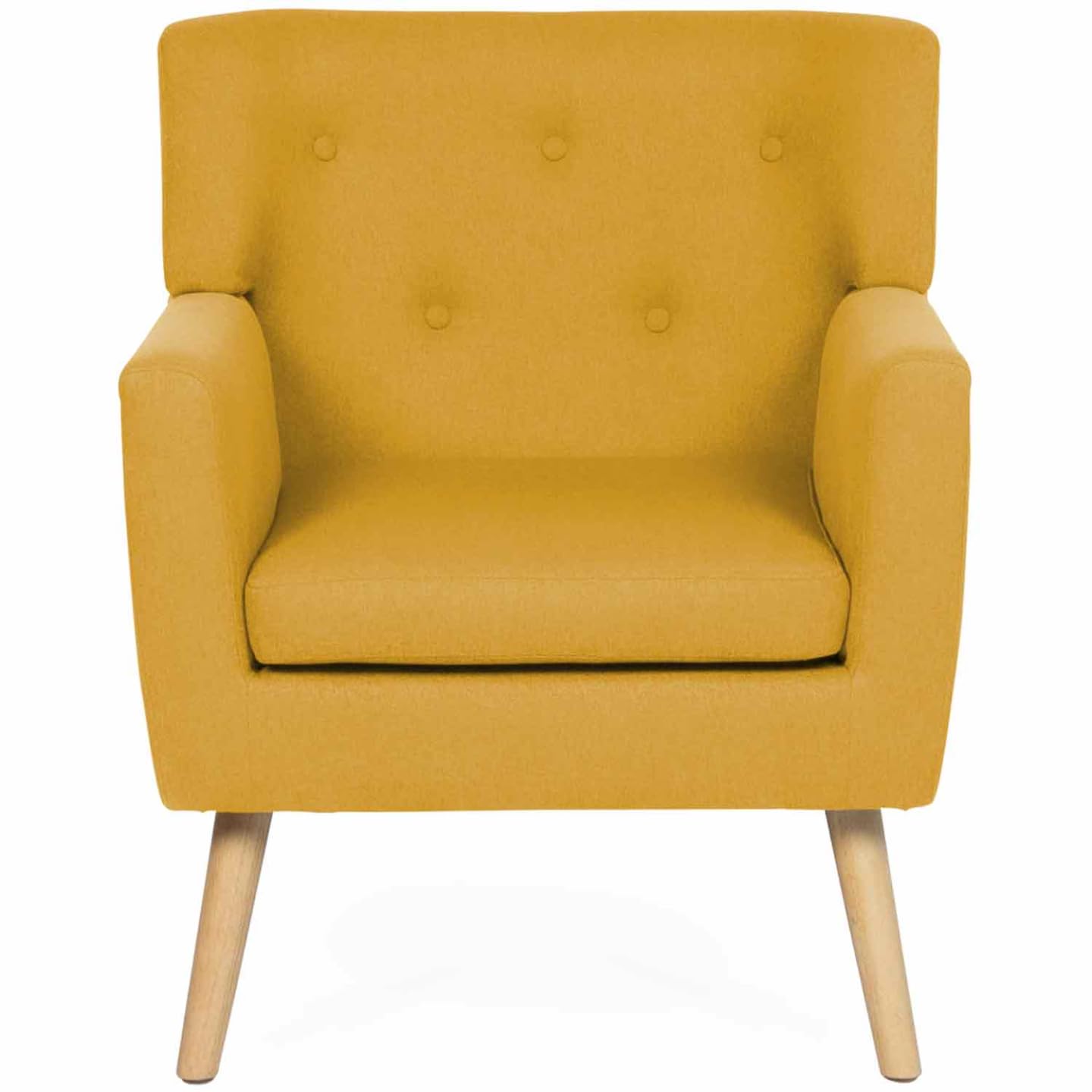 IDMarket - Poltrona scandinava in tessuto giallo senape LIV