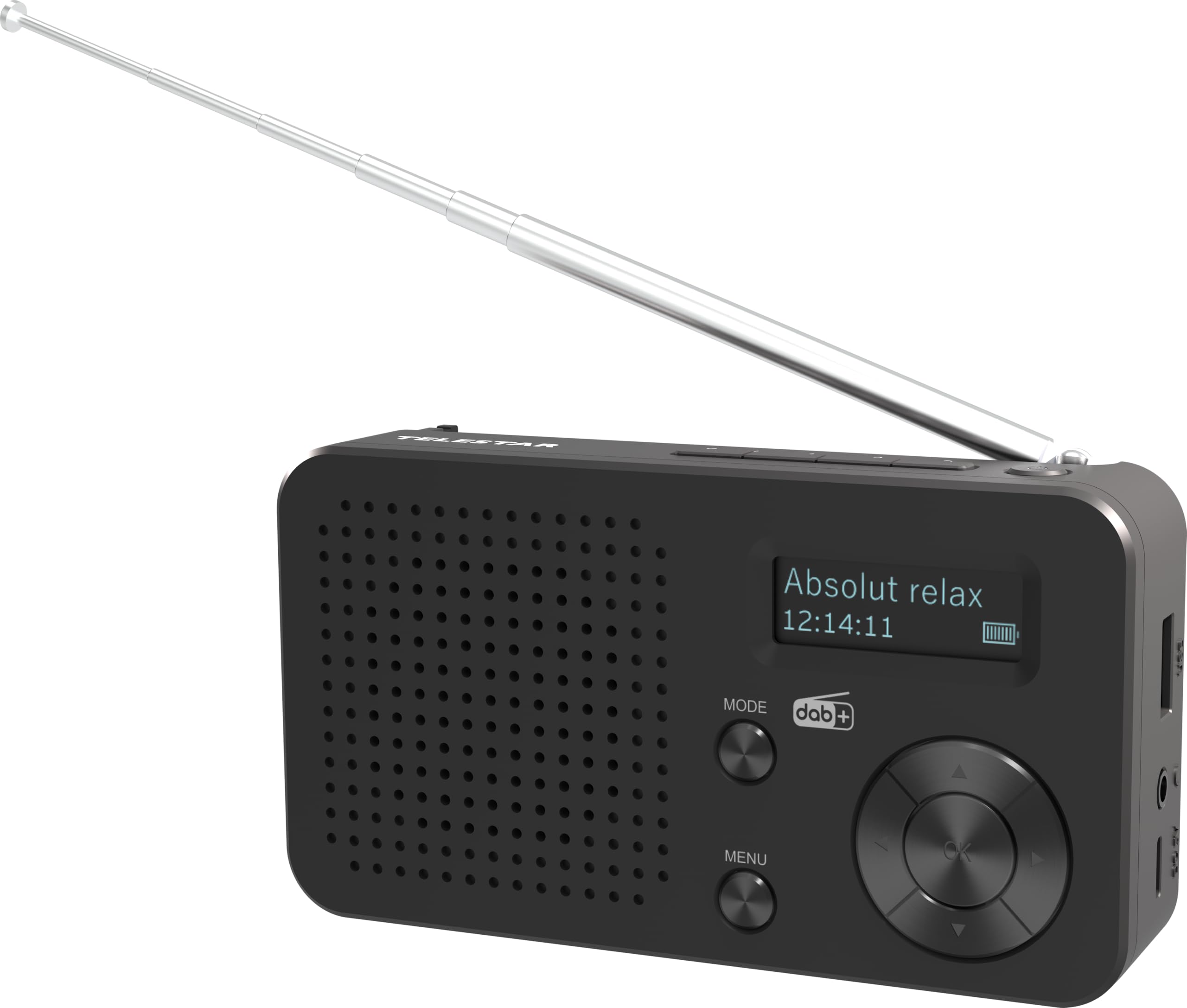 TELESTAR TOP 100 – Radio portatile DAB+/FM con batteria ricaricabile – Nero | Batteria sostituibile, fino a 15 h di autonomia, ricarica rapida, streaming Bluetooth e lettore USB