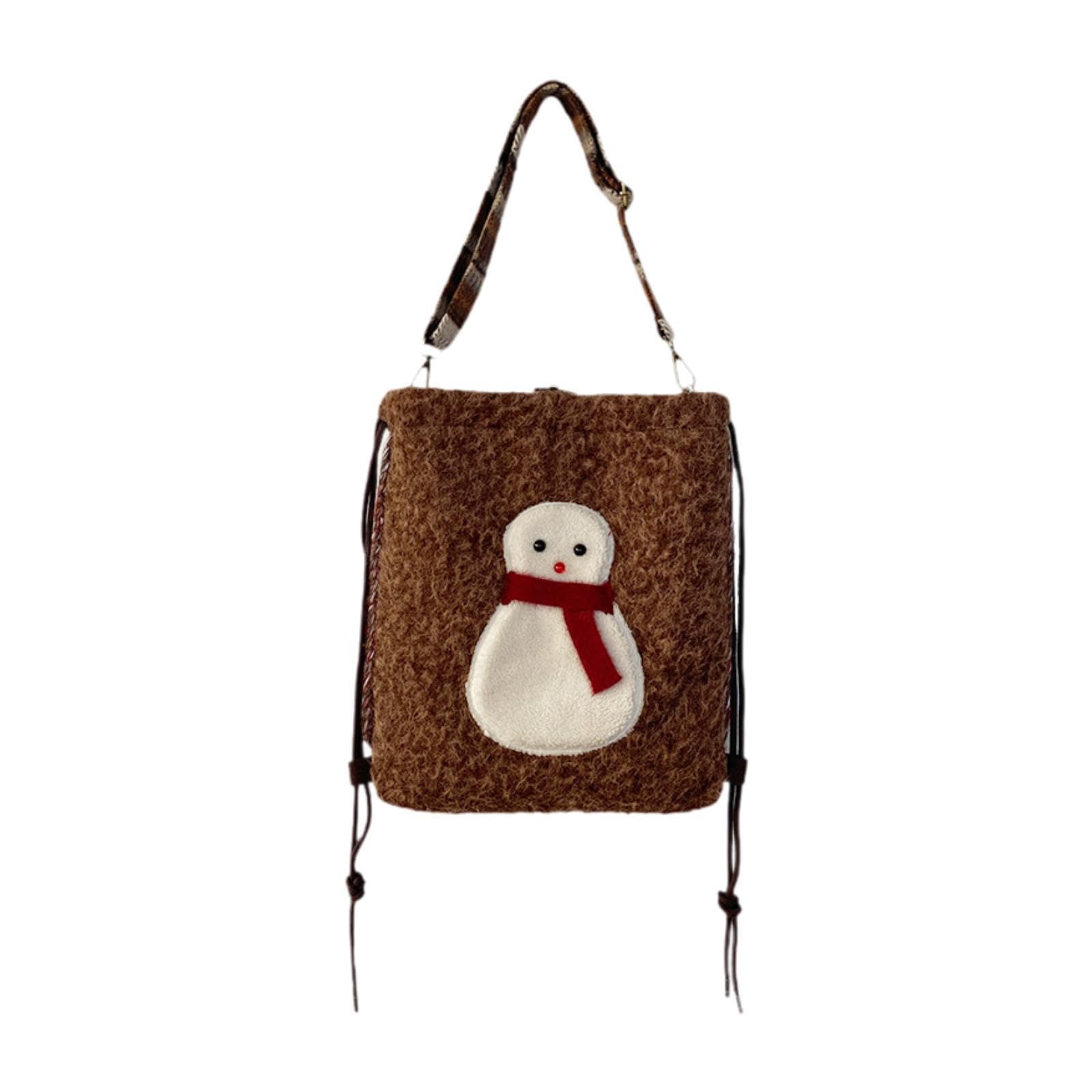 nivaa Christmas Shoulder Bags Stylish Snowman Backpack for Vacation Party Shopping brown-picture-20