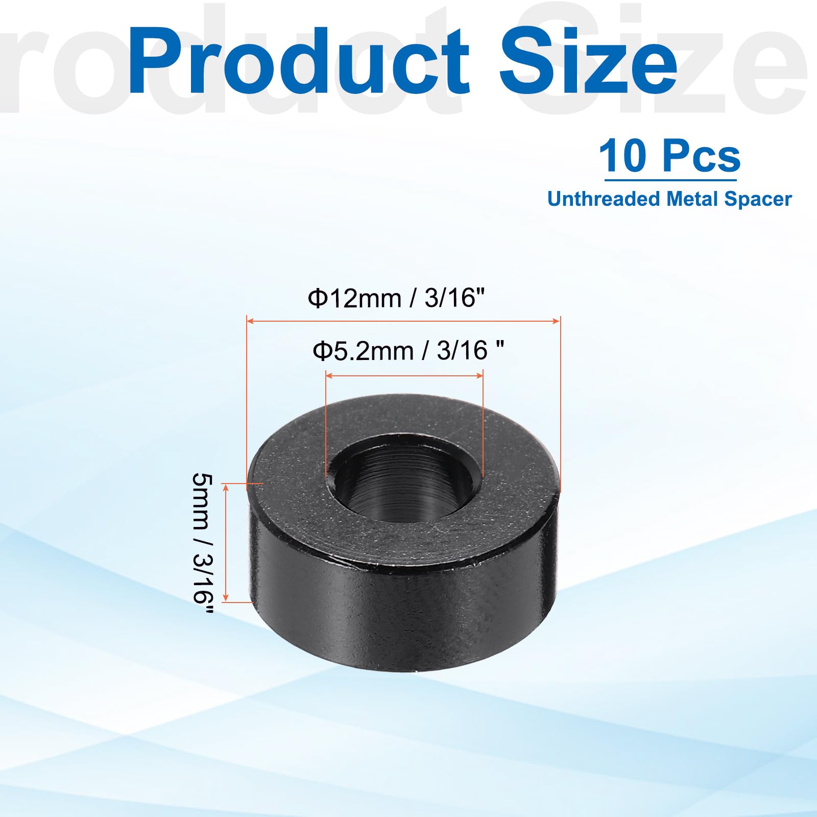 PATIKIL 10pcs M5 Aluminium Spacers, 3/16" ID x 1/2" OD Round Standoff Spacer - Image 2