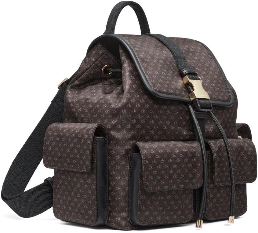 Calvin Klein Elora Organizational Backpack, Brown/Khaki/Black, One Size One Size Brown/Khaki/Black image 4 of 5 B0DX3Y7LXT