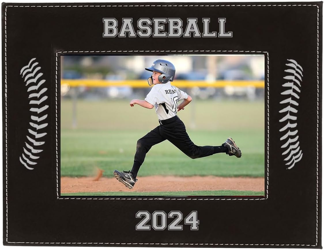 CustomGiftsNow Baseball - High School/College/T-Ball/Little League Personalized Black Laser Engraved 8x10 Photo Picture Hanging Landscape Frame