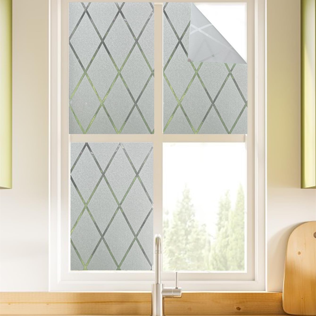 Pellicola Per Vetri Finnez - Trasparente Decorativa Privacy 44,5x200cm, Adesione Statica Senza Colla - Foto 8