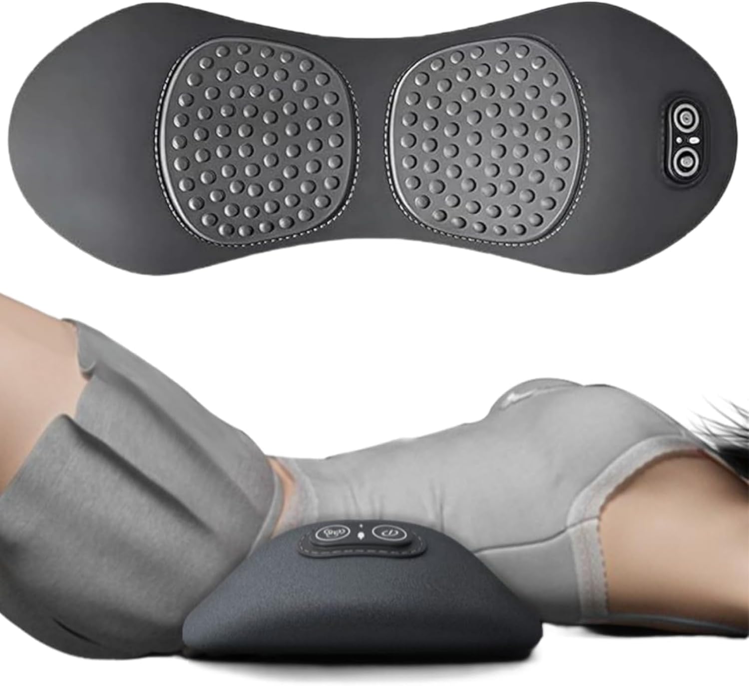 massaggiatore posteriore migliorato 2025 con trazione, vibrazione e calore, massaggiatore lombare elettrico 3 in 1 per sciatica, rilassamento di collo, spalle e gambe