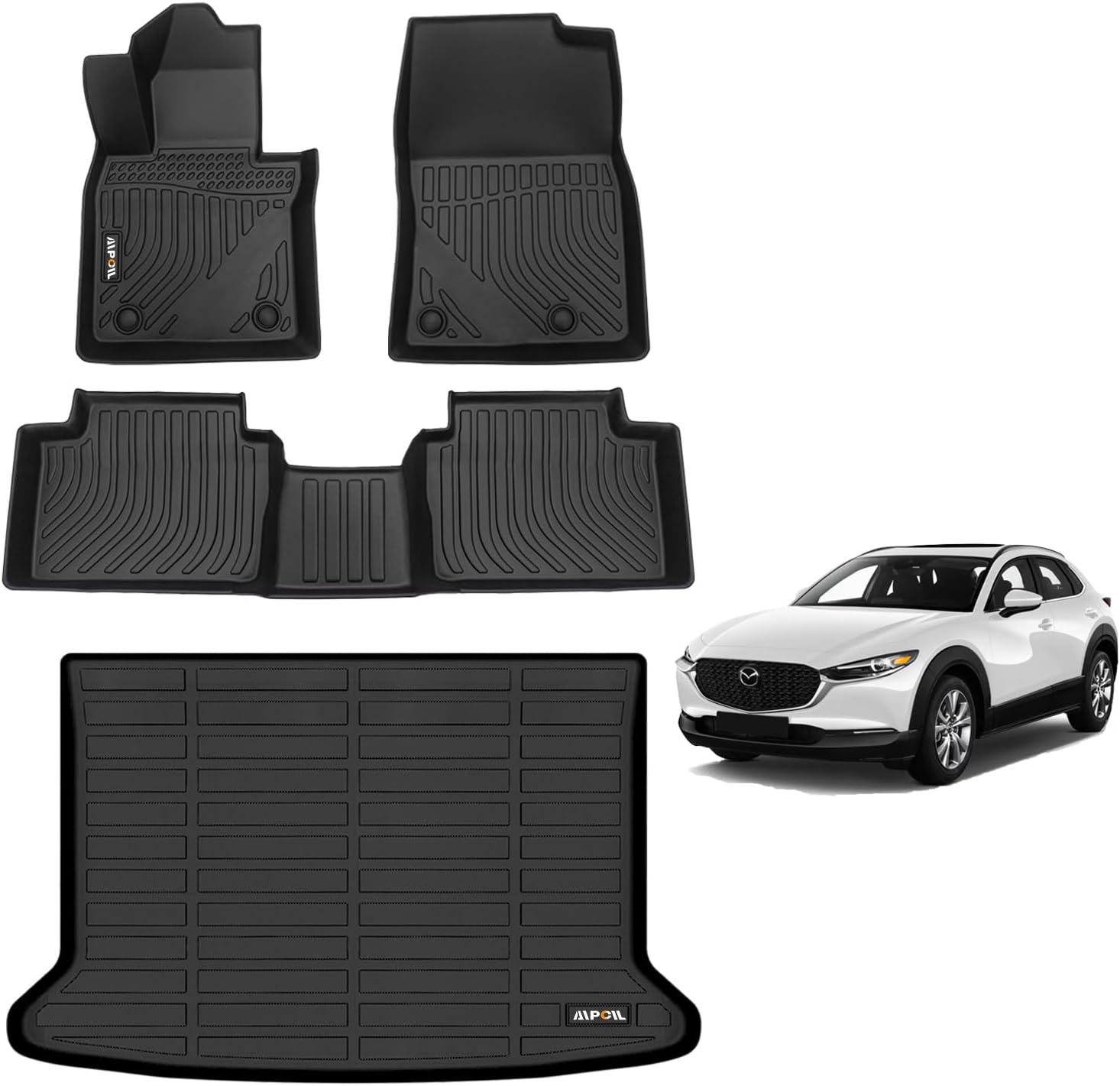 AIPOIL® Floor Mats & Cargo Liner Set for 2020-2025 2026 Mazda CX30 All Weather Protection Easy to Clean Full Set Automobile mats Accessories, Black