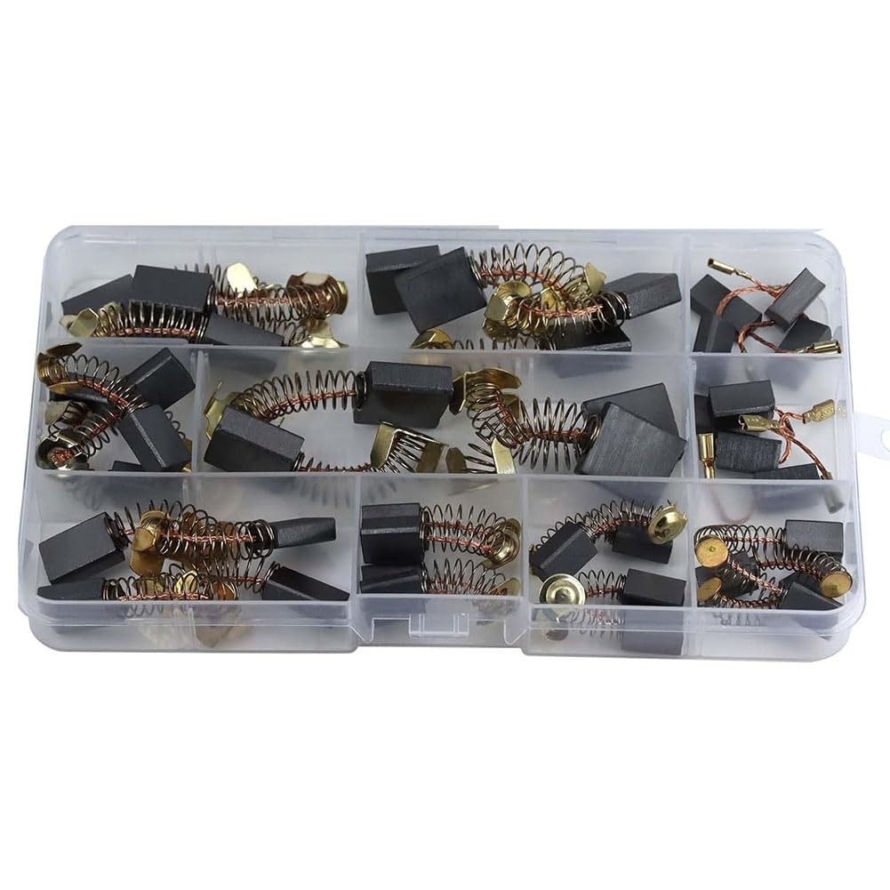 Electric Motor Carbon Brushes Set - 40 Pack Replacement Repair Kit with 10 Sizes, Suitable for Repair Power Tools Part