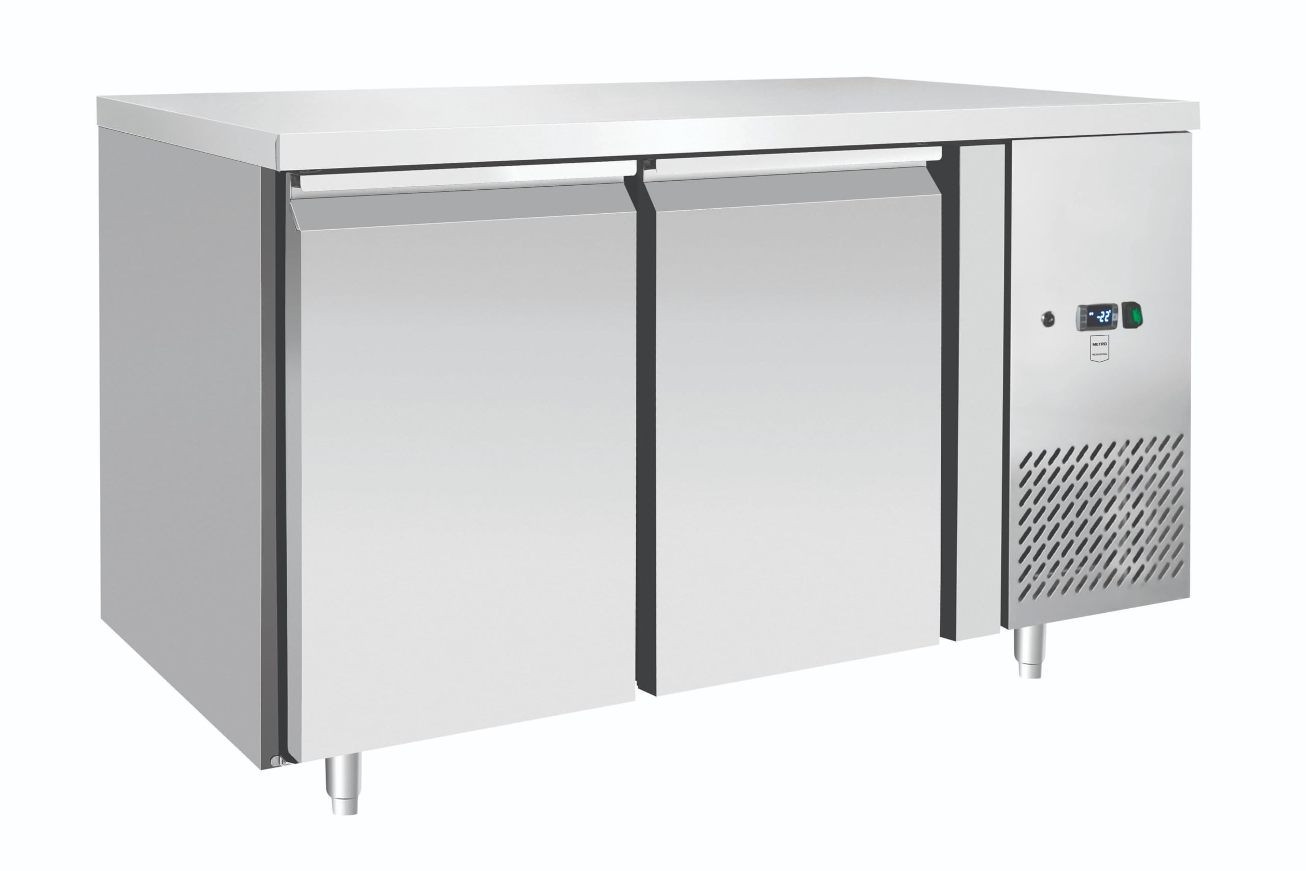 METRO Professional Banco congelatore GCF2100, acciaio inox, 215 L, refrigerazione ventilata, 600 W, con serratura, 2 porte, argento