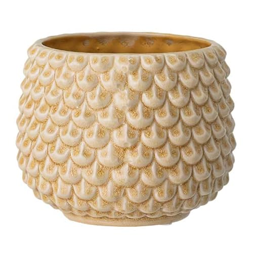 Nordring Retro Übertopf Vintage Pflanztopf für Zimmerplanzen Blumentopf Pino L (16,5 cm ø), elfenbein, Keramik
