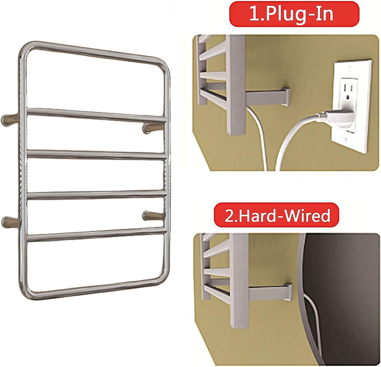 Heated Towel Warmer Wall Mounted, Towel Drying Rack Stainless Steel 6 Bars, Electric Hot Towel Rack for Bathroom with Intelligent Constant Temperature,Gold,Hardwired