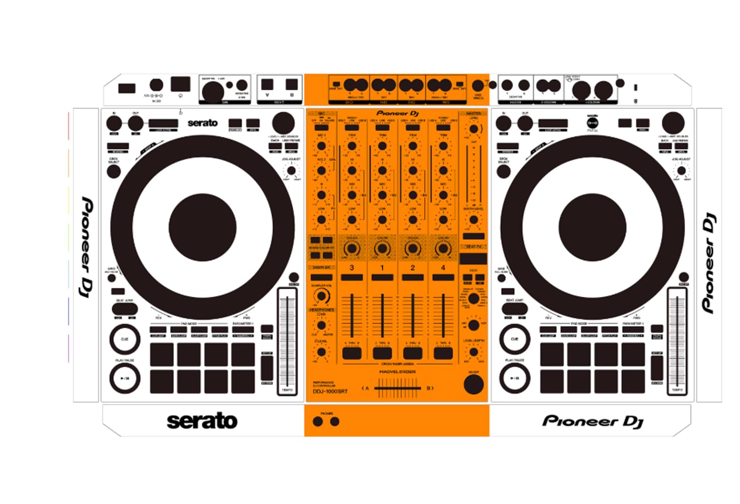 Protective Cover Skin for Pioneer DDJ-1000SRT Film Sticker Colorful Stickers (White and Orange)