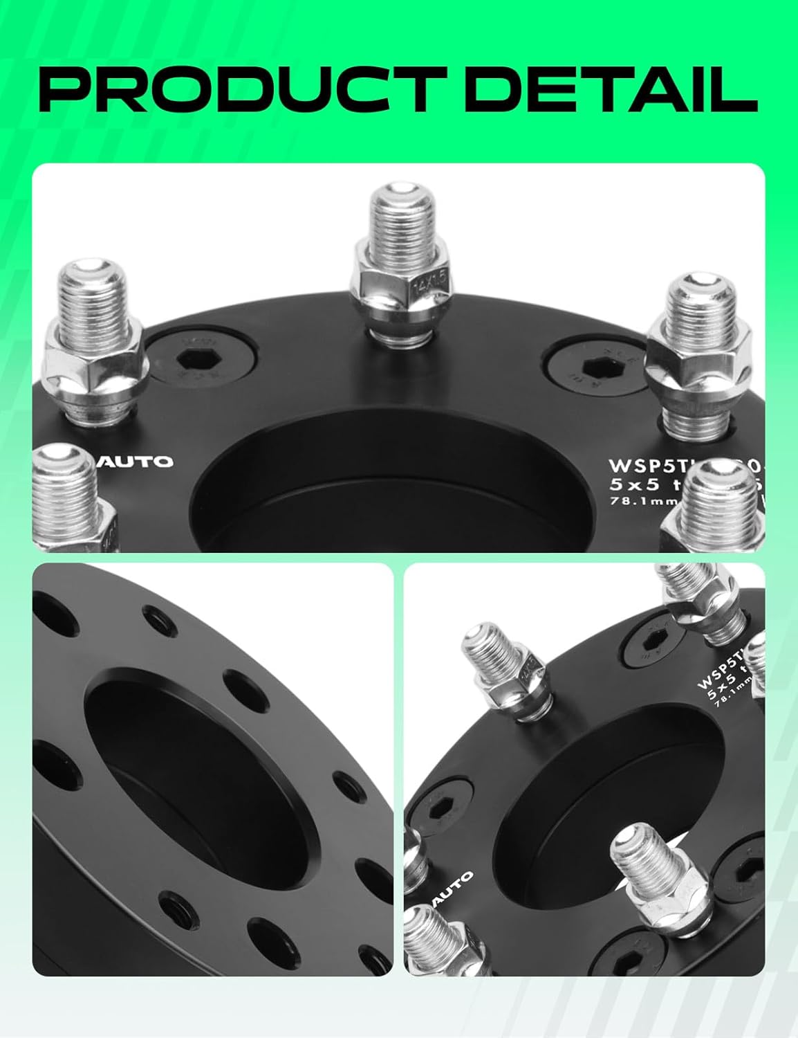 YHTAUTO 5x5 to 6x5.5 Wheel Adapters 2 inch Fits Jeep 1999-2024 Grand Cherokee, XK WJ WK WK2 JK JL JT WL, Chevy C10 Impala, C/K 1500, Tahoe, Yukon, Durango, w/ M14x1.5 & 12.9 Studs, 78.1mm Bore, 2PCS