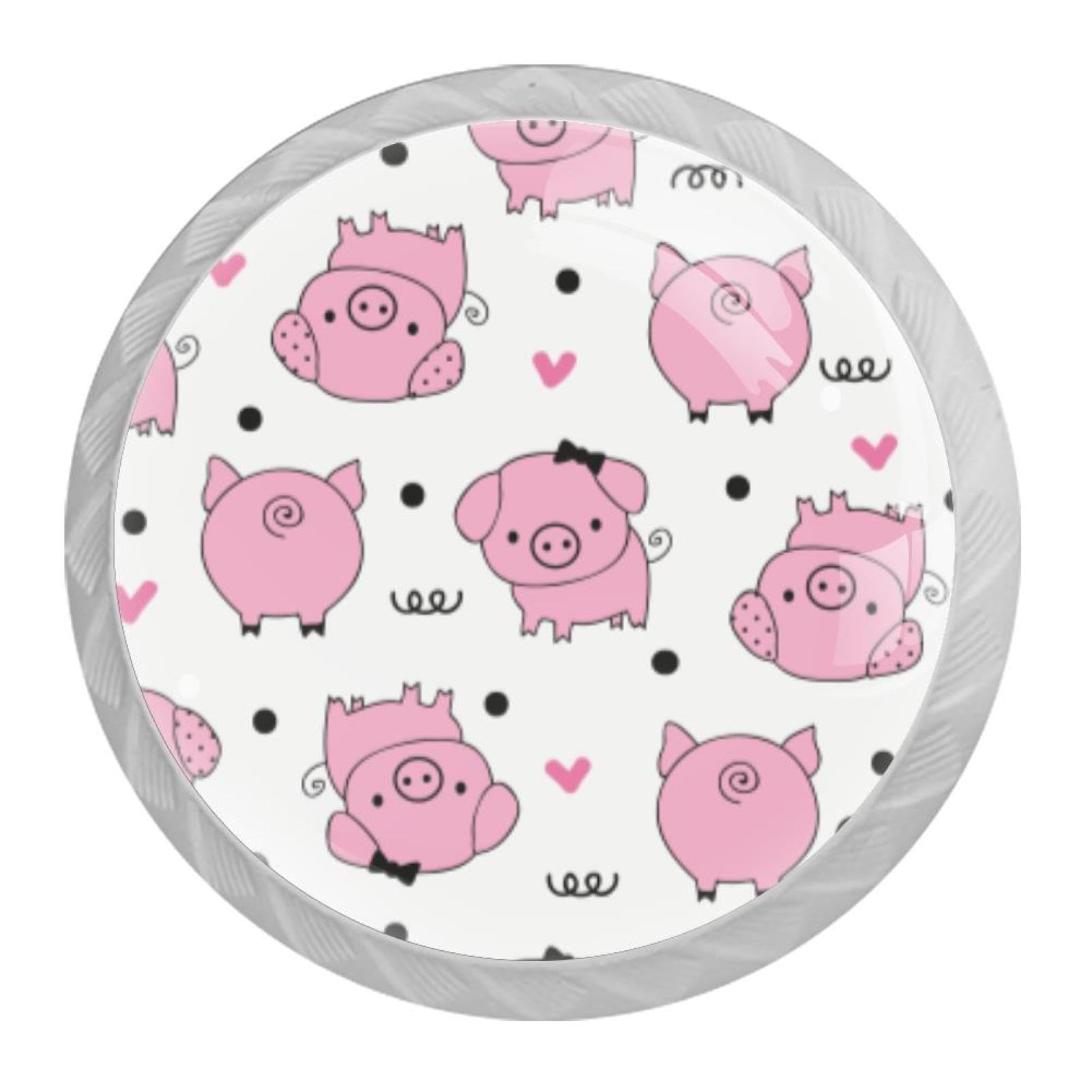 Tqmspg Multi16 4 Pieces Drawer Pulls Pigs Pattern Door Knobs Dresser Handles For Kitchen Wardrobe Cupboard Hardware Furniture