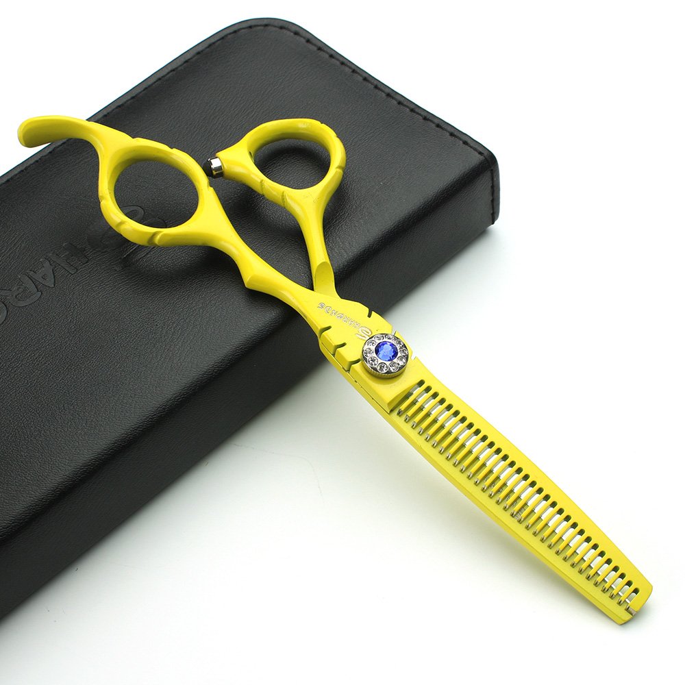 Amarillo profesional de 6 pulgadas pelo tijeras peluquería salón peluquería especial herramientas Japón acero inoxidable tijera kit de combinación (scissors set)