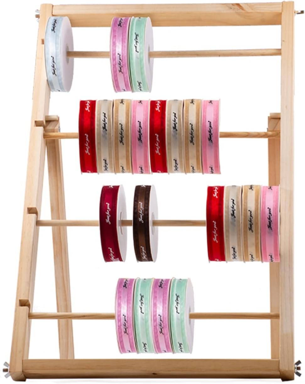 Free Standing Wooden Gift Wrapping Paper Storage Holder,Home Studio Ribbon Organizer Display Rack, Easy to Assemble(40x40cm)