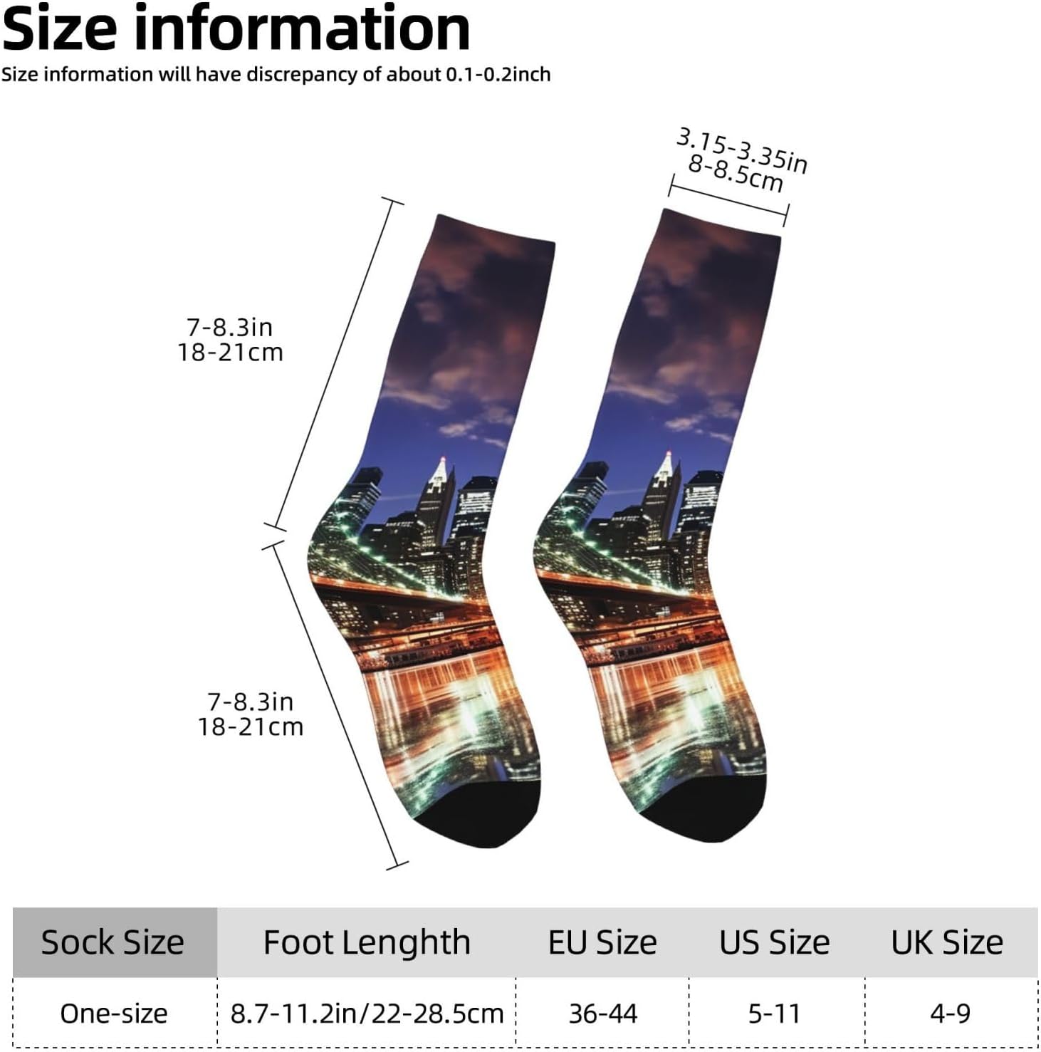 New York Night Crew Socks for Men Women Moisture Wicking Cushion Athletic Sock Casual Novelty Socks Gift
