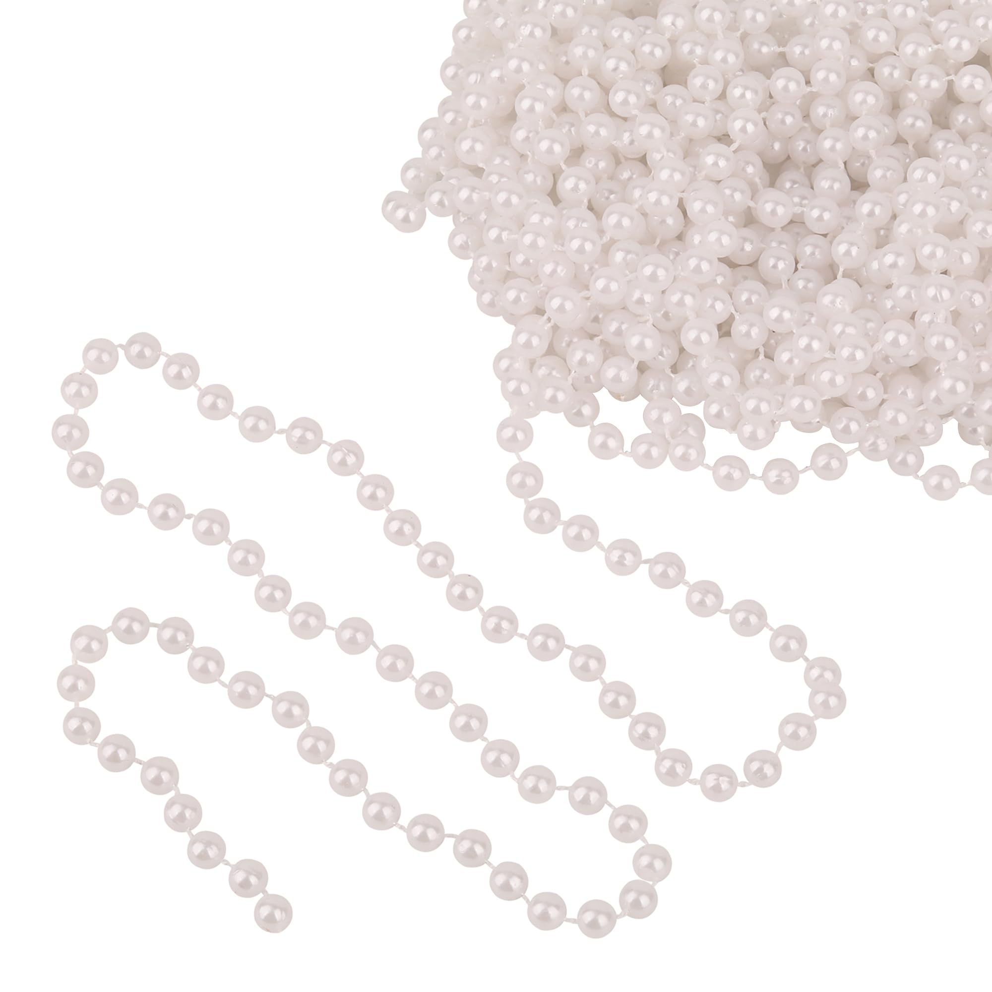 9m (29.5ft) Christmas Beaded Garland, 7.5mm Pearl, 1 Pack - White