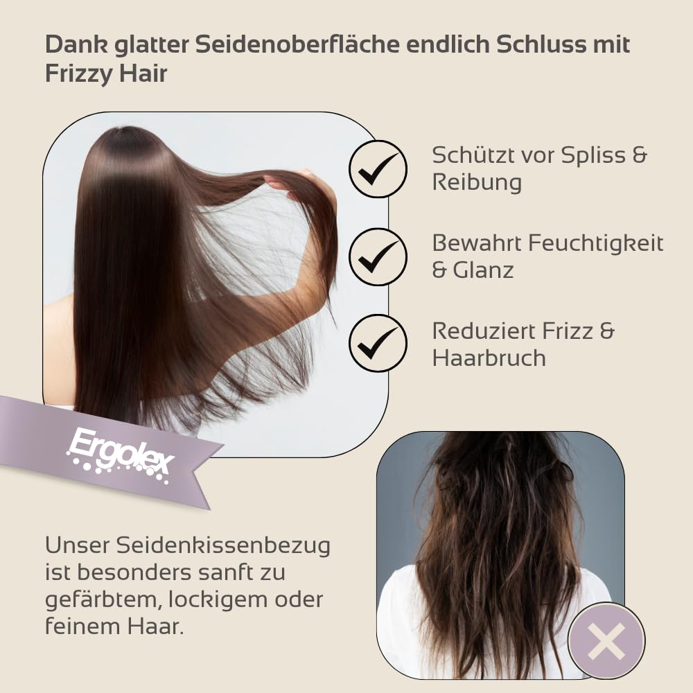 Premium Seidenkissenbezug 30x50 cm, Creme | Nackenkissen Bezug, Für ergonomische Kissen, Passend für Blackroll Recovery Pillow, Sanfte Hautpflege
