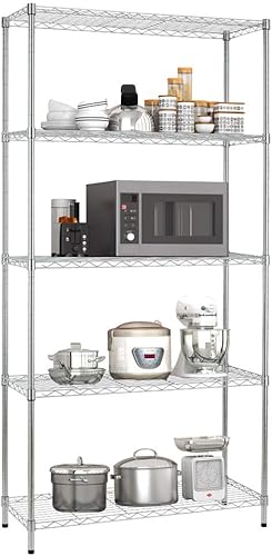 Meet perfect Estantería ajustable de 5 estantes, estante de almacenamiento, estante de utilidad resistente, estante de alambre de metal ventilado