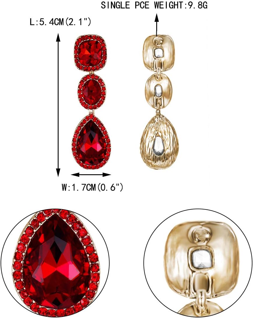 EVER FAITH Women's Austrian Crystal Elegant Bridal Square Oval-cut Teardrop Dangle Pierced Earrings - Image 5