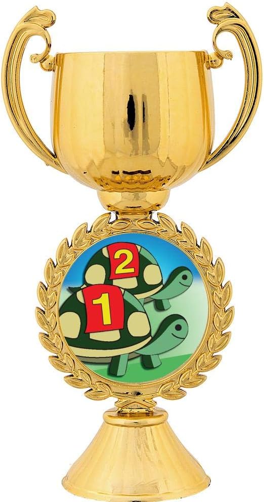 Crown Awards Personalized Turtle Race Trophy, 7.25" Gold Cup Turtle Race Trophies with Free Custom Engraving