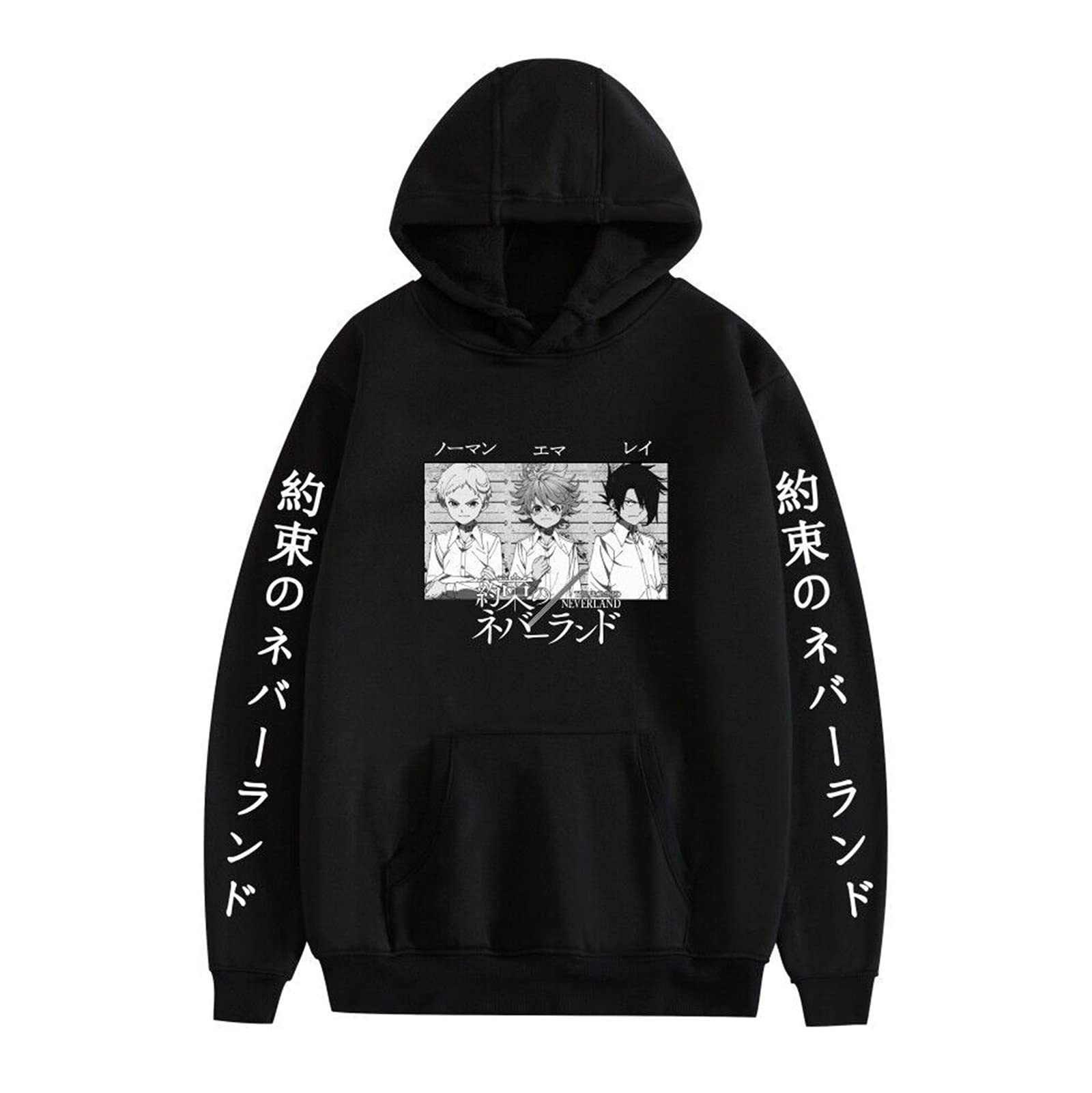 Keephen Men's Black The Promised Neverland Hoodie Emma Norman Ray Sweatshirt Cosplay Costume For Wo And