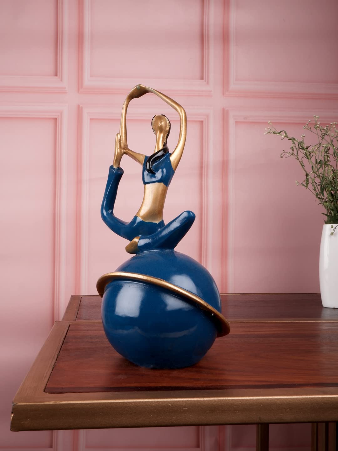 THE WHITE INK DECOR Premium Yoga Figurine Polyresin Lady Yoga Poses Statue for Home Décor Showpiece, Yoga Posture Showpiece for Home Shelves Décor Figurines (10.5 inches)