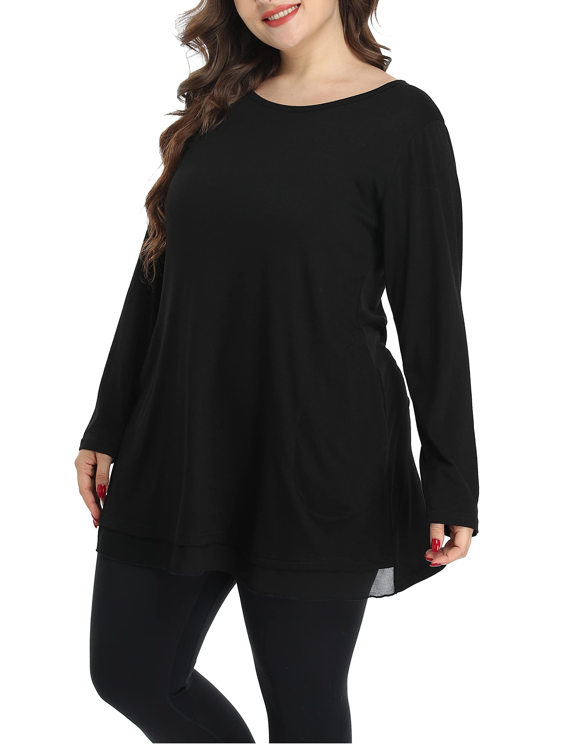 Shiaili Heather plus size tunika topy dla kobiet długie zwiewne koszule do legginsów