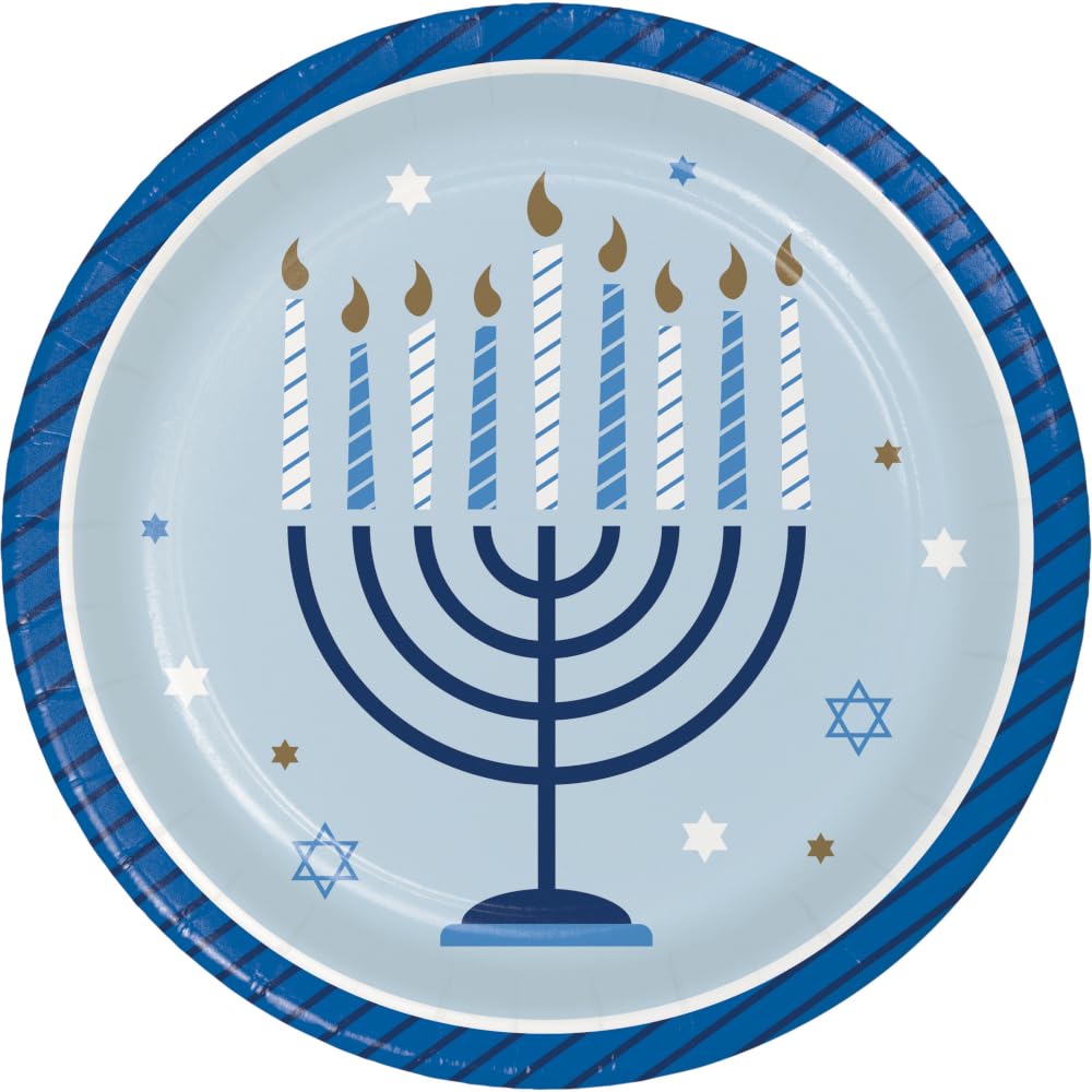 Trendware Hanukkah Celebration Dessert Plates, 24 Count