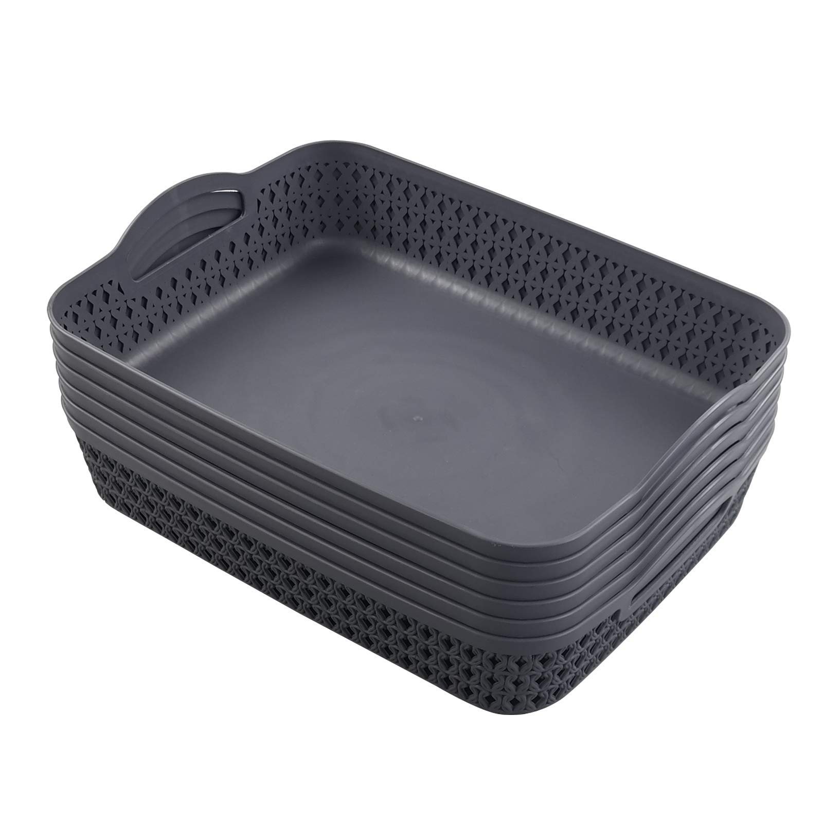 Leendines Grey A4 Paper Trays, Plastic Storage Basket Trays Set Of 6