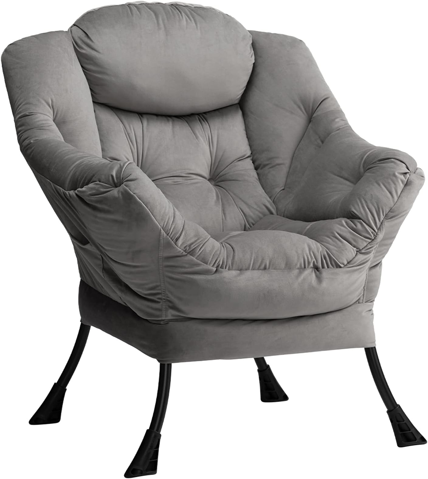 HollyHOME Armchair Chairs Living Room Reading Chair Velvet Armchair Bedroom Comfy Cuddle Chairs with Armrest Arm Chair with Steel Frame, Dark Gray