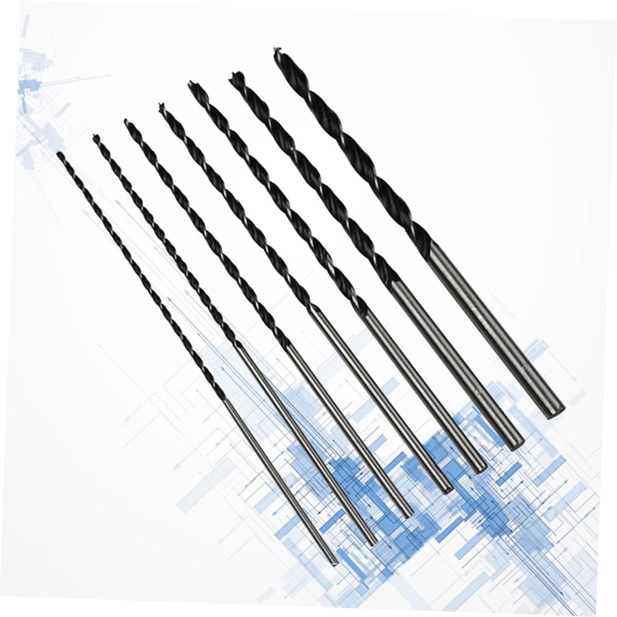 BESTonZON Set di 7 Punte per Legno in Acciaio al Carbonio, 300mm, Gambo Dritto Extra, per Trapano a Colonna e Lavori di Precisione