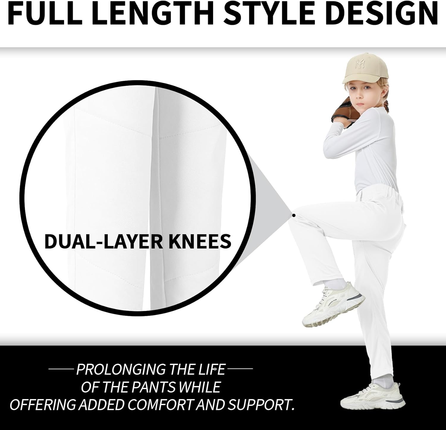 QBK 2T 3T 4T 5T to 17 Years Toddler Boys Baseball Pants Girls Softball Pants Kids Tee Ball Pants - Image 3