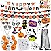 Produktbild Datyeco 67 Stück Halloween Deko Grusel Dekoration Set, Halloween Foto Requisiten, Luftballon, Spinnennetz mit Spinnen, Halloween Banner, Grobe Gaze für Halloween Dekoration