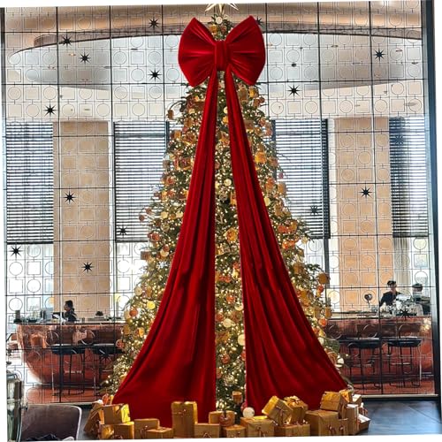 Lazo para la punta del árbol de Navidad en terciopelo rojo de alta calidad de 20 x 15" 7