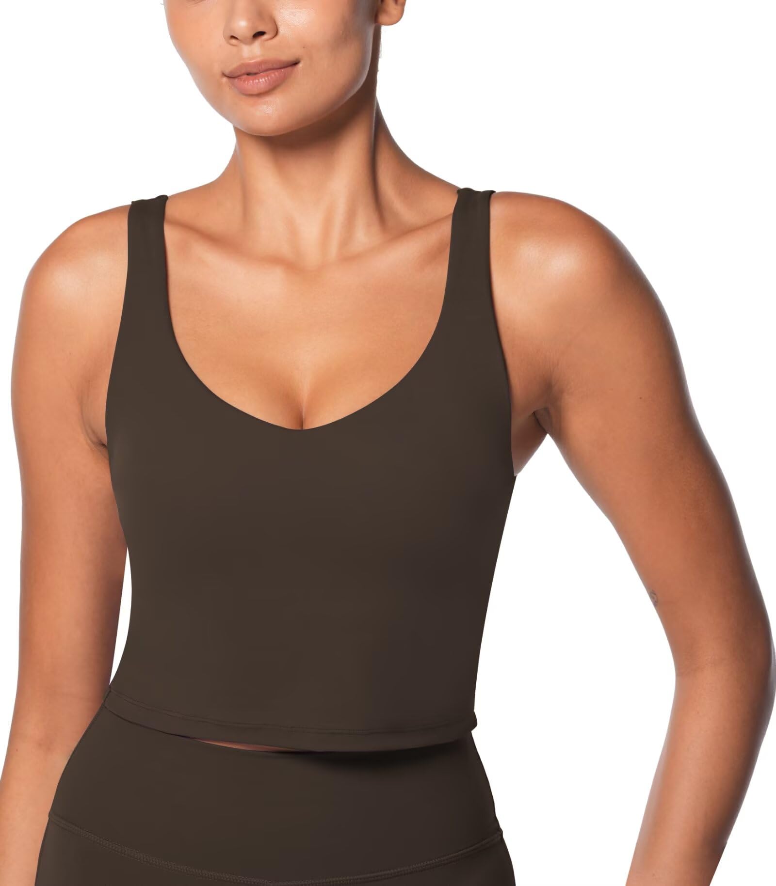 Sunzel Women's Built-in Bra V Neck Longline Sports Bra