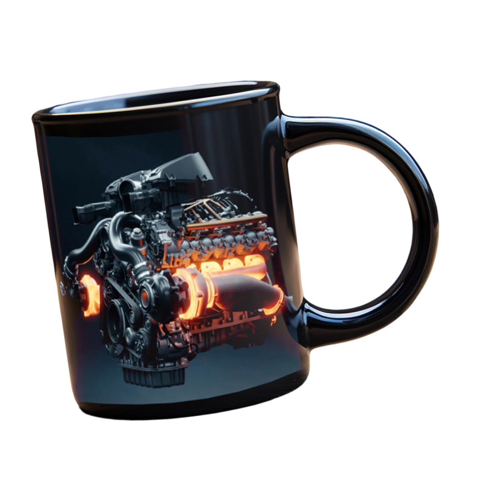 Carotoe B Stylish Engine Pattern Coffee Cup Thick Ceramic Technician Theme Mugs Ergonomic Handle Coffee Mugs For Long Time Warmth Engine Design Cup
