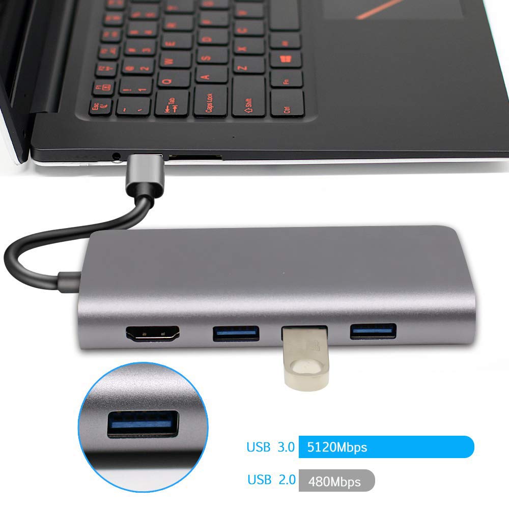 Codegen CDG-CNV40 Codegen USB 3.1 Type-C - 8in1 3xUSB 3.0+HDMI+USB 3.1 Type-C + RJ45 Ethernet+ SD/Micro SD Kart CDG-CNV40